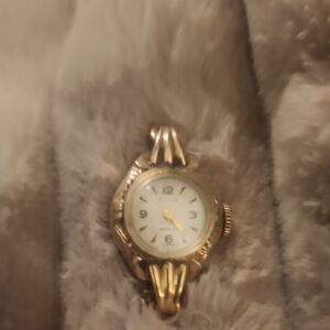 Ellis Rotary Gold-Tone Watch with White Dial